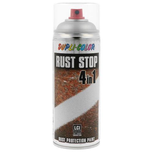 Traitement anti-rouille Peinture Antirouille Ral9006 Satine 4 En 1 Dupli Rust Stop 400 Ml aluminium blanc