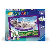 Peinture CreArt Kids 18x24cm Chatons dans le hamac. Kit de peinture par numéros Numéro d'Art. Des 9 ans. 25828. Ravensburger