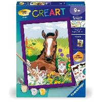 Peinture CreArt Kids 18x24cm Cheval et chatons. Kit de peinture par numéros Numéro d'Art. Des 7 ans. 25840. Ravensburger