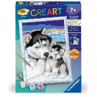 Peinture CreArt Kids 18x24cm Doux bisous de Husky. Kit de peinture par numéros Numéro d'Art. Des 7 ans. 25829. Ravensburger
