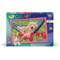 Peinture CreArt Kids 31x21cm Labrador et tulipes. Kit de peinture par numéros Numéro d'Art. Des 7 ans. 25852. Ravensburger