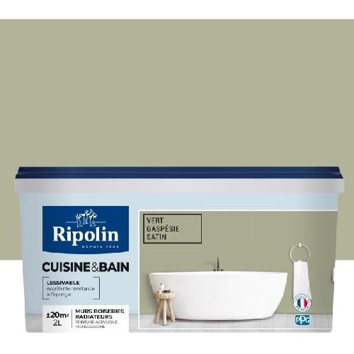 Peinture - Vernis - Traitement (lasure - Effets Decoratifs) Peinture cuisine et salle de bain - Vert gaspesie satin - RIPOLIN - 2 L