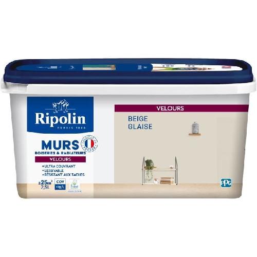 Peinture - Vernis - Traitement (lasure - Effets Decoratifs) Peinture deco murs. boiseries et radiateurs - RIPOLIN - 441606 - Beige glaise - Velours - 2.5 L