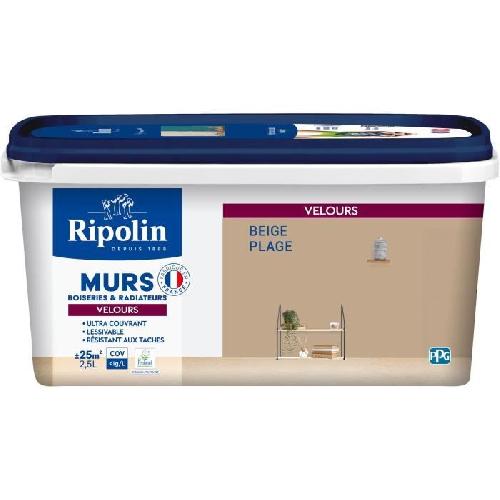 Peinture - Vernis - Traitement (lasure - Effets Decoratifs) Peinture deco murs. boiseries & radiateurs - RIPOLIN - 468428 - Beige plage - Velours - 2.5 L