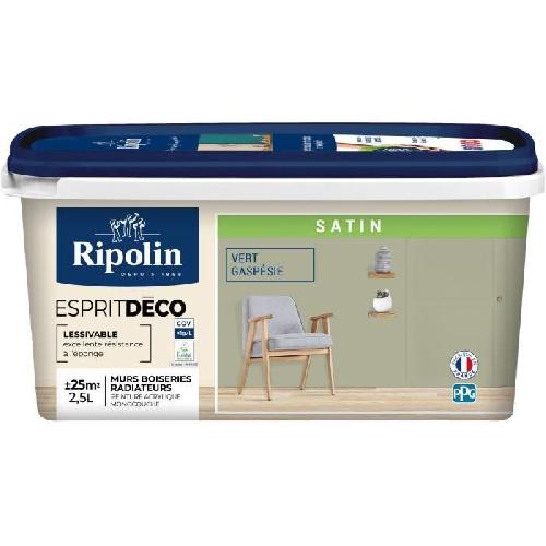 Peinture - Vernis - Traitement (lasure - Effets Decoratifs) Peinture esprit deco multi-supports - RIPOLIN - 445877 - Vert gaspesie - Satin - 2.5 L