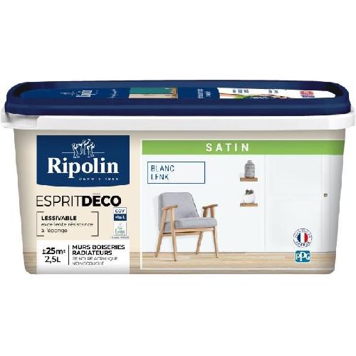 Peinture - Vernis - Traitement (lasure - Effets Decoratifs) Peinture esprit deco multi-supports - RIPOLIN - 446523 - Blanc lenk - Satin - 2.5 L