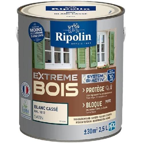 Peinture - Vernis - Traitement (lasure - Effets Decoratifs) Peinture Extreme bois - Blanc casse RAL 1013 satin - RIPOLIN - 2.5 L