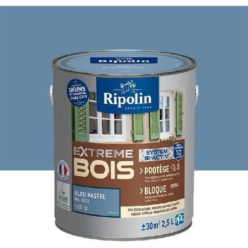 Peinture - Vernis - Traitement (lasure - Effets Decoratifs) Peinture Extreme bois - Bleu pastel RAL 5024 satin - RIPOLIN - 2.5 L