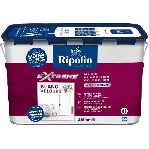 Peinture - Vernis - Traitement (lasure - Effets Decoratifs) Peinture Extreme murs et plafonds - Blanc velours - RIPOLIN - 5 L