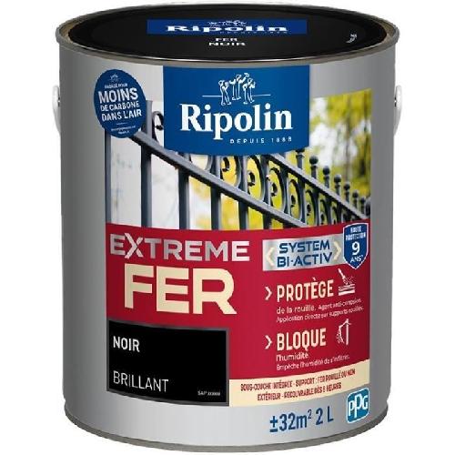 Peinture - Vernis - Traitement (lasure - Effets Decoratifs) Peinture fer - RIPOLIN - 396703 - Noir - Brillant - 2 L