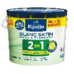 Peinture - Vernis - Traitement (lasure - Effets Decoratifs) Peinture Murs et Plafonds 2 en 1 Blanc Satin Ripolin 10L + 2L gratuits