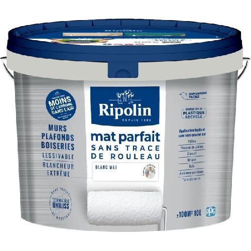 Peinture - Vernis - Traitement (lasure - Effets Decoratifs) Peinture murs et plafonds parfait - RIPOLIN - 441726 - Blanc - Mat - 10 L