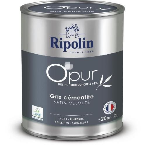 Peinture - Vernis - Traitement (lasure - Effets Decoratifs) Peinture O'PUR murs. boiseries et radiateurs - RIPOLIN - 472185 - Gris cementite - Satin veloute - 2 L