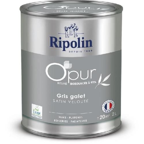 Peinture - Vernis - Traitement (lasure - Effets Decoratifs) Peinture O'PUR murs. boiseries & radiateurs - RIPOLIN - 472824 - Gris galet - Satin veloute - 2 L