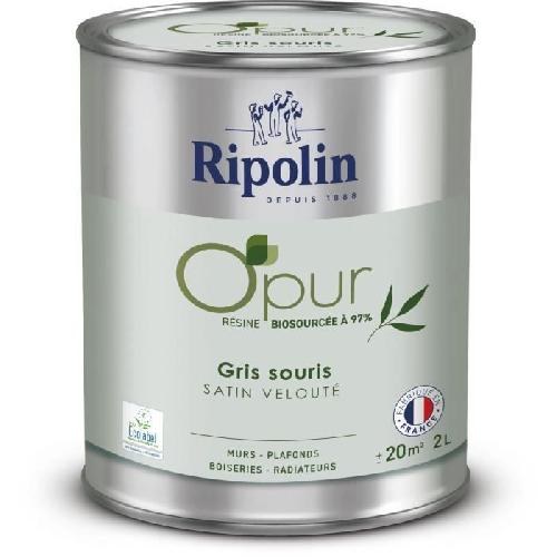 Peinture - Vernis - Traitement (lasure - Effets Decoratifs) Peinture O'PUR murs. boiseries & radiateurs - RIPOLIN - 472827 - Gris souris - Satin veloute - 2 L