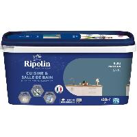 Peinture - Revetement Mur Sol Plafond Peinture murs. boiseries. plafonds. radiateurs - RIPOLIN - Cuisine et bain - 2 L - Bleu Madura