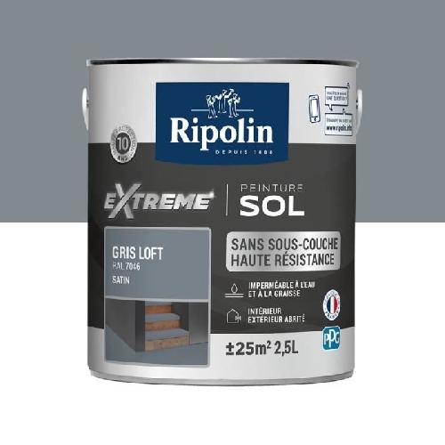 Peinture - Vernis - Traitement (lasure - Effets Decoratifs) Peinture sol haute resistance satin gris loft 2.5L Ripolin