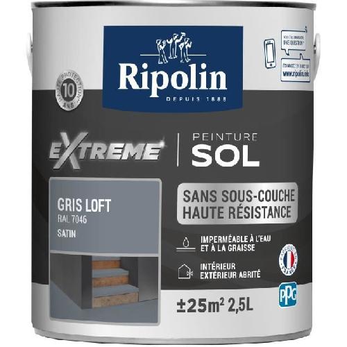 Peinture - Vernis - Traitement (lasure - Effets Decoratifs) Peinture sol haute resistance satin gris loft 2.5L Ripolin