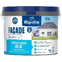 Peinture - Vernis - Traitement (lasure - Effets Decoratifs) Peinture facade classic 2 en 1 - RIPOLIN - 474646 - Blanc - Mat - 10 L