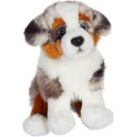 Peluche Gipsy Toys - Chien Berger Australien Assis - 25 cm - Blanc - Marron - Gris - Noir