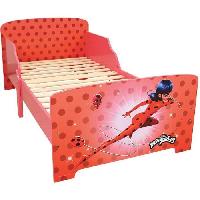 Peluche Lit Miraculous Ladybug avec Sommier a Lattes 140x70 cm - Fun House - Enfant - Bois - Rouge