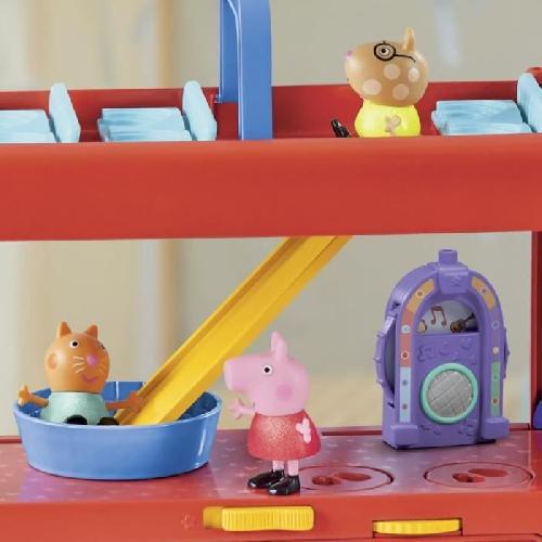 Figurine Miniature - Personnage Miniature Peppa Pig. coffret Bus en fete 2 en 1 avec 3 figurines et 13 accessoires. jouets prescolaires pour filles et garcons. des 3 ans