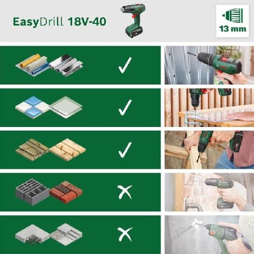 Perceuse Perceuse visseuse - Bosch - EasyDrill 18V-40 - Sans batterie - Mandrin 13 mm - 2 vitesses