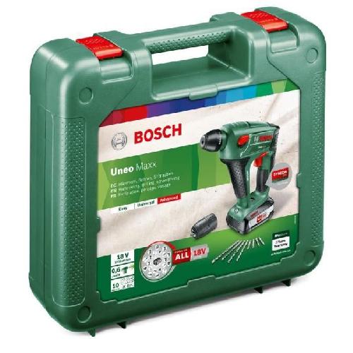 Burineur - Perforateur Perforateur 0.6J sans fil 18V Bosch - Uneo Maxx -SDS. 1 batterie 2.5 Ah. 1 chargeur AL1830CV. coffret. accessoires -forets. embouts-