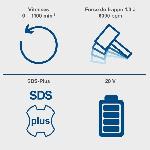 Perceuse Perforateur sans fil C-RHD130-X - 1.3J 6000 bpm + forets. accessoires. malette - SCHEPPACH 20V IXES - sans batterie ni chargeur