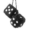 Personnalisation Decoration Tuning Double des DADOS20 en peluche a suspendre 6x6cm noirs points blancs - Swiss Drive