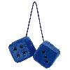 Personnalisation Decoration Tuning Double des DADOS40 en peluche a suspendre 6x6cm bleus points noirs - Swiss Drive