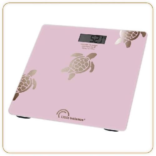 Pese-personne - Impedancemetre - Balance Pese-personne - LITTLE BALANCE - 8729 - Tortues gold métallisées - USB-réparable - 180 kg / 100 g - Rose