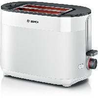 Petit Dejeuner - Cafe Toaster - BOSCH - TAT2M121 MyMoment - Blanc - 2 tranches - centrage automatique du pain - fonctions decongelation et rechauffage