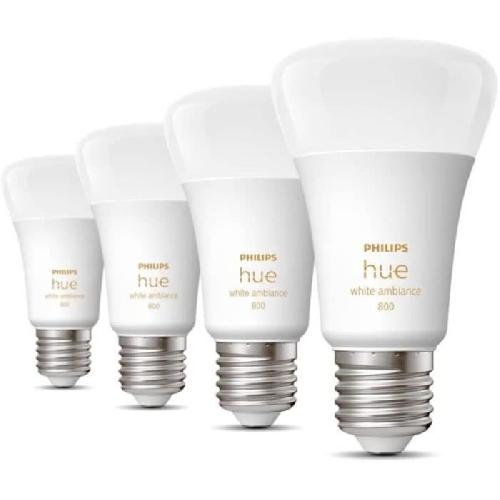 Philips Hue White Ambiance. ampoule LED connectée E27. équivalent 60W. 800 lumen. Pack de 4. compatible Bluetooth