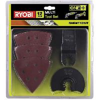 Piece Detachee Machine Outil RYOBI - Kit d'accessoires multitool 12 pieces (1 lame segment + 1 lame segment pour bois + 10 patins abrasifs) - RAKMT12KIT