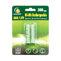 Pile - Lampe Electrique GALIX Lot de 2 piles rechargeables LR03-AAA - Ni-Mh - 1.2 Volts - 300 mAh
