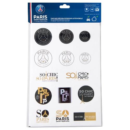 Stickers Multi-couleurs Planche A4 autocollants logos PSG noirs Premium - Paris Saint Germain