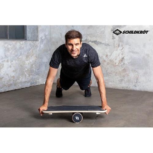 Pack Produits De Fitness Et Musculation Planche d'equilibre - Fitness - SCHILDKROT - Antiderapant - Diametre 11 cm - 73.5 x 28 cm - WOODEN BALANCE BOARD
