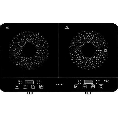 Plaque De Cuisson Posable Plaque de cuisson a induction et radiante - SENCOR - SCP 4001BK - 3400 W - 2 foyers - Noir