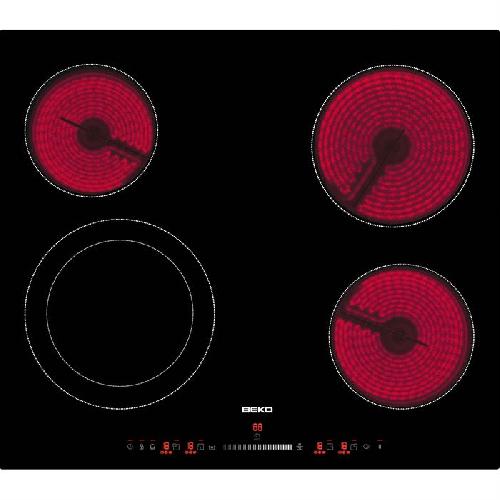 Table - Plaque De Cuisson - Vitroceramique Plaque de cuisson vitrocéramique BEKO HIC64502T - 4 foyers Hi-Light - 6700W - L58 x P51cm - Noir