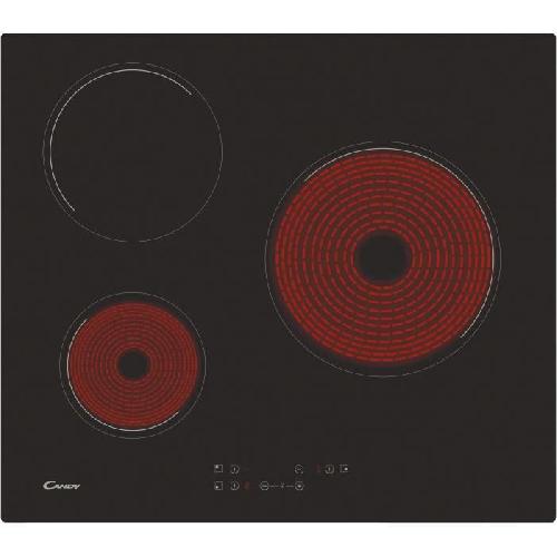 Table - Plaque De Cuisson - Vitroceramique Plaque de cuisson vitrocéramique -CANDY - 3 foyers - L 60 cm - CH63CT -Noir