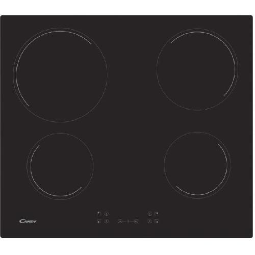 Table - Plaque De Cuisson - Vitroceramique Plaque de cuisson vitrocéramique -CANDY - 4 foyers - L 56 x P 49 cm - CH64CCB -revetement verre noir