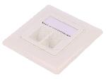 Cable - Connectique Pour Peripherique Plaque frontale murale RJ45 femelle coude X2 Keystone - blanc