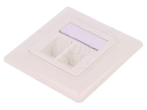Cable - Connectique Pour Peripherique Plaque frontale murale RJ45 femelle coude X2 Keystone - blanc