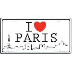 Plaques metal I Love Paris 15x30cm