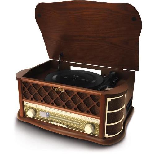 Platine Vinyle - Tourne-disque Platine retro - SENCOR - STT 016 - 6 W - Lecteur CD-cassettes - USB - Marron