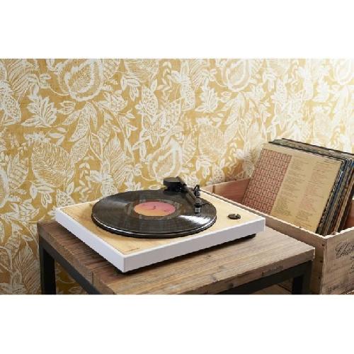 Platine Vinyle - Tourne-disque Platine vinyle THOMSON TT301 - Design bois et blanc - Tete de lecture Audio-Technica AT3600L - 33 et 45 tours
