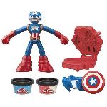 Jeu De Pate A Modeler Play-Doh Captain America. coffret Bouclier tamponneur avec figurine flexible. accessoires et pâte a modeler. des 4 ans. Marvel