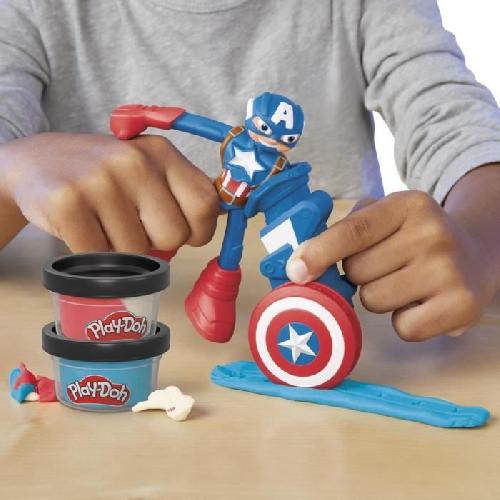 Jeu De Pate A Modeler Play-Doh Captain America. coffret Bouclier tamponneur avec figurine flexible. accessoires et pâte a modeler. des 4 ans. Marvel