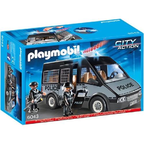 PLAYMOBIL 6043 Fourgon de police avec sirene et gyrophare. City Action Les policiers. 56 pieces. Pour enfant des 4 ans